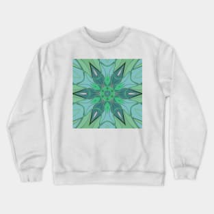 Cartoon Mandala Flower Blue and Green Crewneck Sweatshirt